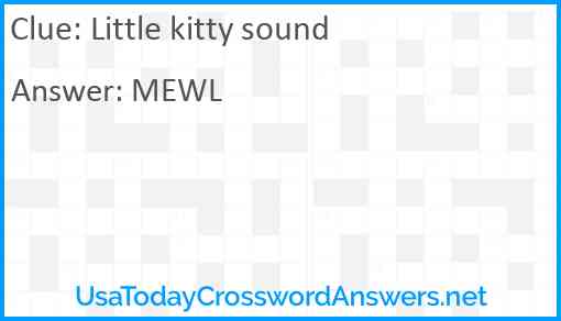 Little kitty sound Answer