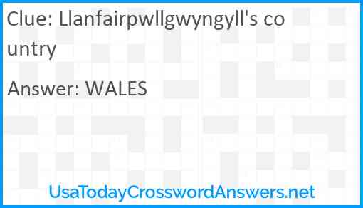 Llanfairpwllgwyngyll's country Answer