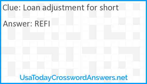 Loan adjustment for short Answer