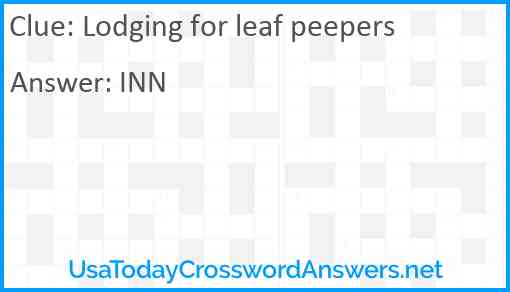 Lodging for leaf peepers Answer