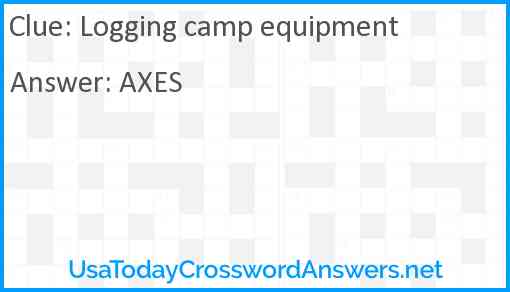 Logging camp equipment Answer