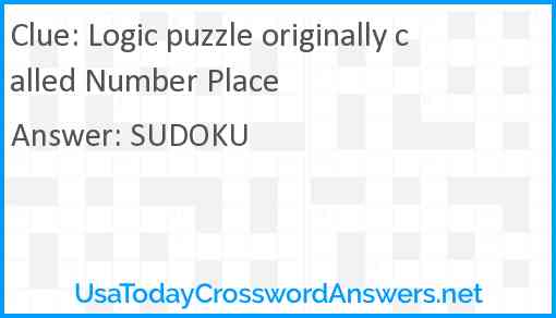 Logic puzzle originally called Number Place Answer
