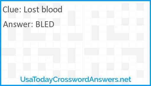 Lost blood Answer