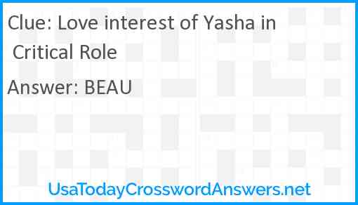 Love interest of Yasha in Critical Role Answer