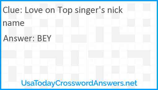 Love on Top singer's nickname Answer