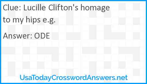 Lucille Clifton's homage to my hips e.g. Answer