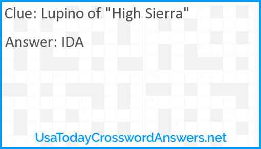Lupino of "High Sierra" Answer