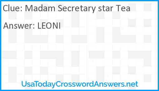 Madam Secretary star Tea Answer