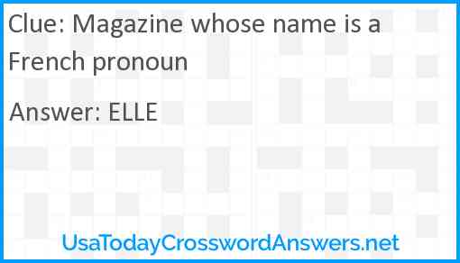 Magazine whose name is a French pronoun Answer