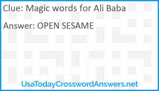 Magic words for Ali Baba Answer