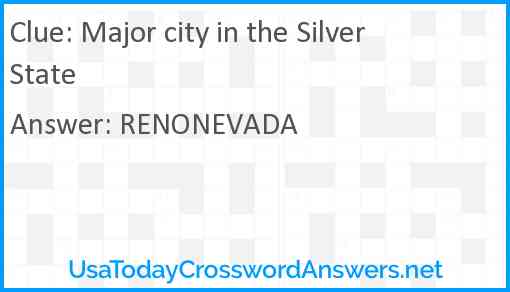 Major city in the Silver State Answer