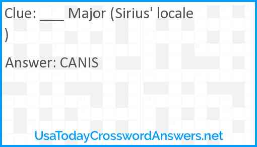 ___ Major (Sirius' locale) Answer