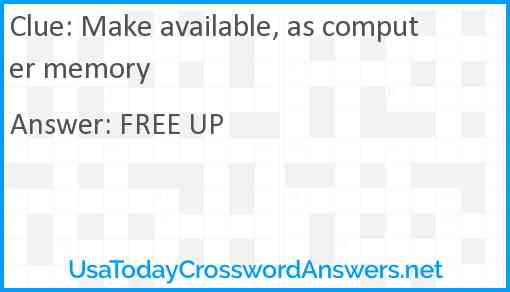 Make available, as computer memory Answer