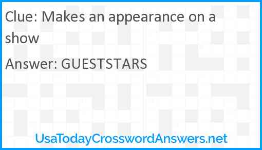 Makes an appearance on a show Answer