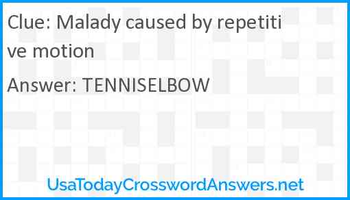 Malady caused by repetitive motion Answer
