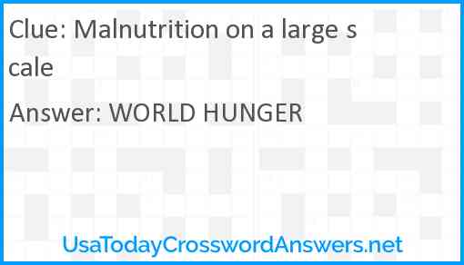 Malnutrition on a large scale Answer