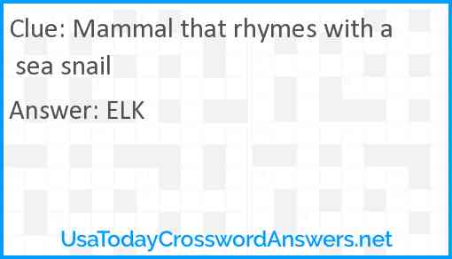 Mammal that rhymes with a sea snail Answer