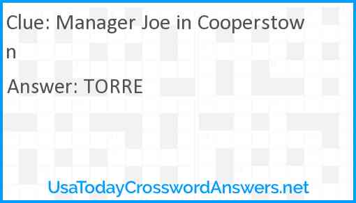 Manager Joe in Cooperstown Answer