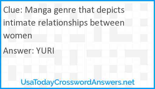 Manga genre that depicts intimate relationships between women Answer