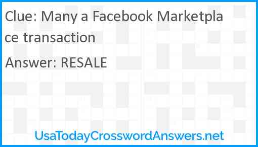Many a Facebook Marketplace transaction Answer