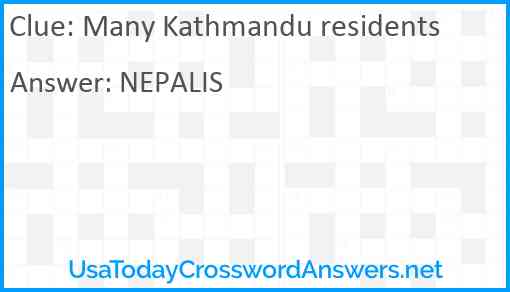 Many Kathmandu residents Answer