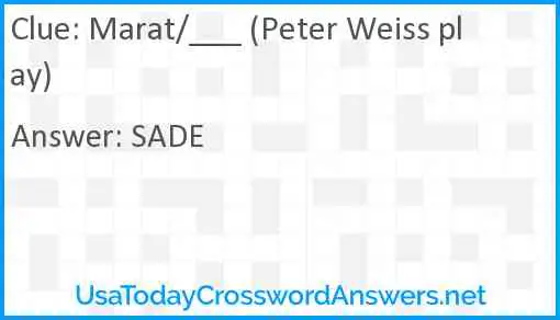 Marat/___ (Peter Weiss play) Answer