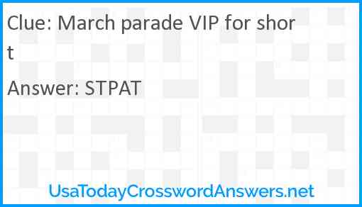 March parade VIP for short Answer