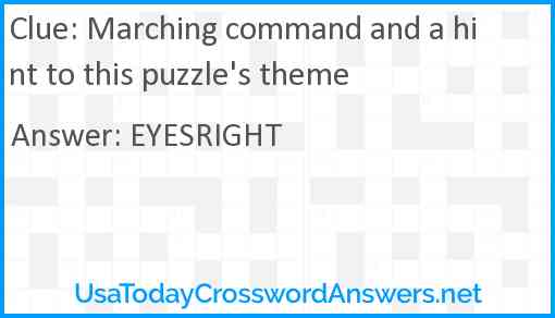 Marching command and a hint to this puzzle's theme Answer