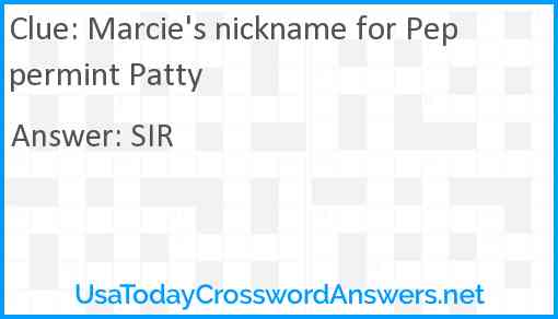 Marcie's nickname for Peppermint Patty Answer