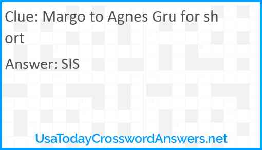 Margo to Agnes Gru for short Answer