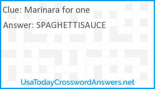 Marinara for one Answer