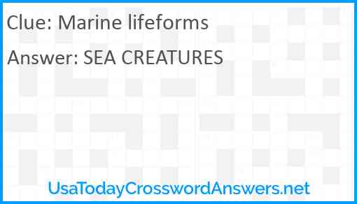 Marine lifeforms Answer