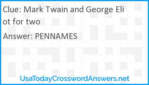 Mark Twain and George Eliot for two Answer