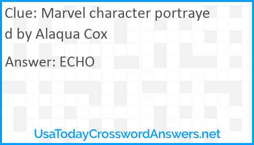 Marvel character portrayed by Alaqua Cox Answer