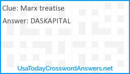 Marx treatise Answer