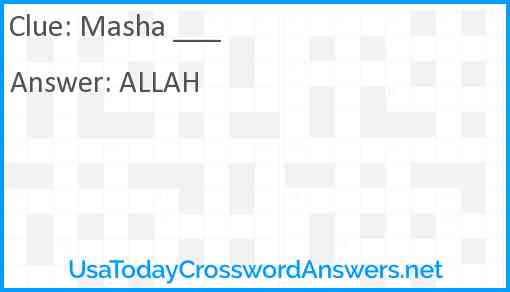 Masha ___ Answer