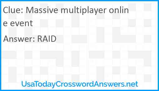 Massive multiplayer online event Answer