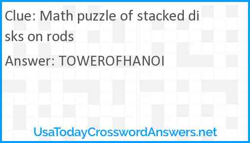 Math puzzle of stacked disks on rods Answer
