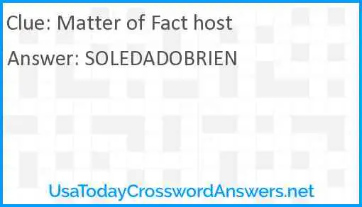 Matter of Fact host Answer