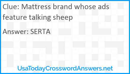 Mattress brand whose ads feature talking sheep Answer