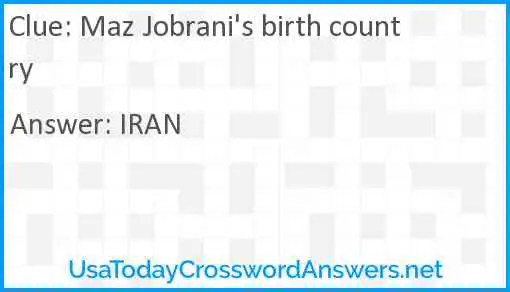 Maz Jobrani's birth country Answer