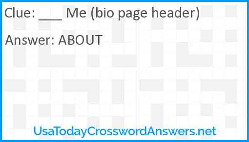 ___ Me (bio page header) Answer