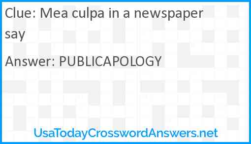 Mea culpa in a newspaper say Answer