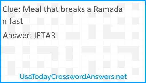 Meal that breaks a Ramadan fast Answer