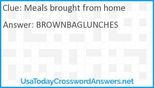 Meals brought from home Answer