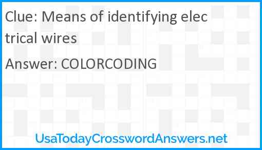 Means of identifying electrical wires Answer