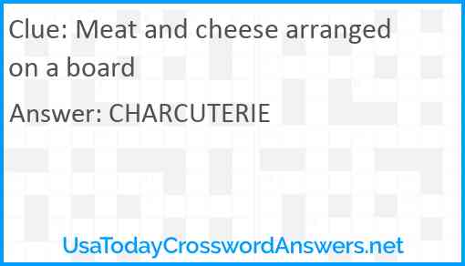 Meat and cheese arranged on a board Answer