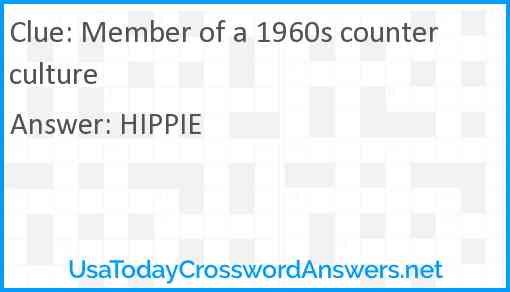 Member of a 1960s counterculture Answer