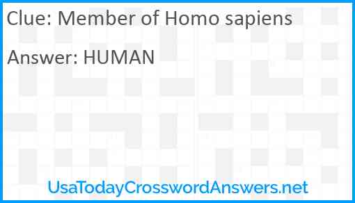 Member of Homo sapiens Answer