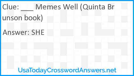 ___ Memes Well (Quinta Brunson book) Answer